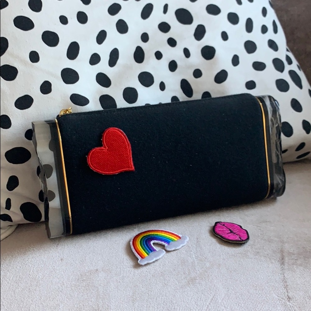 Edie Parker Black & Glitter Patches Clutch